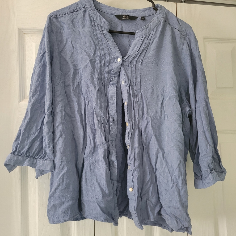 Light Blue Button-Up Blouse